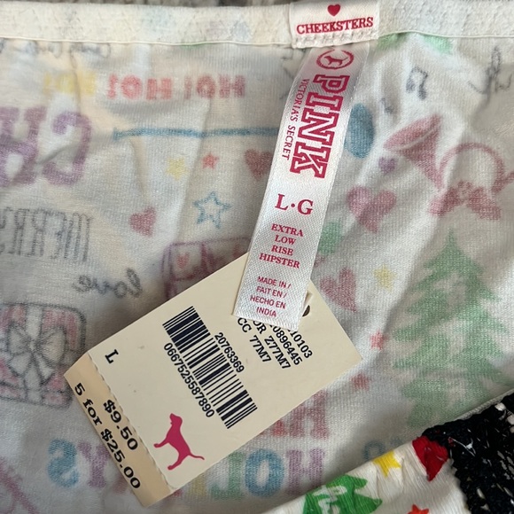 VINTAGE 2000s Christmas Victoria’s Secret PINK extra low rise hipster, sz L NWT! - Picture 3 of 8